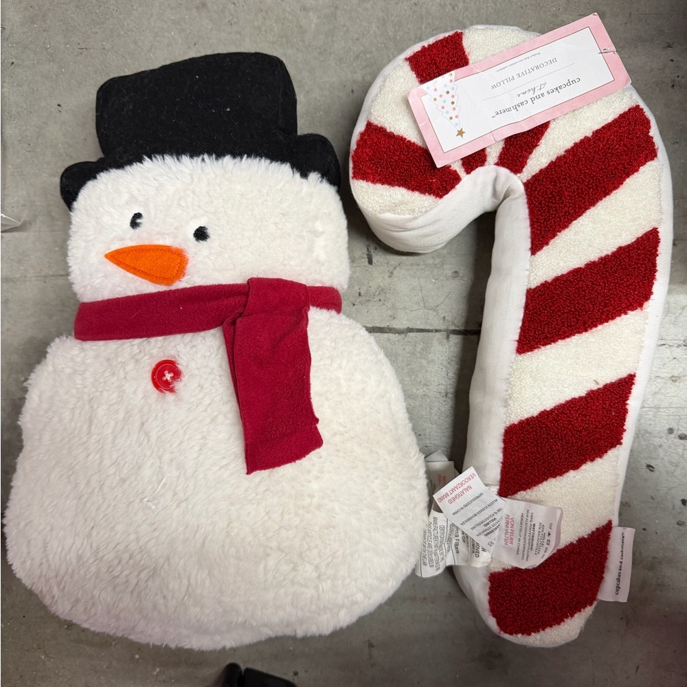 Christmas snowman candy cane pillow set